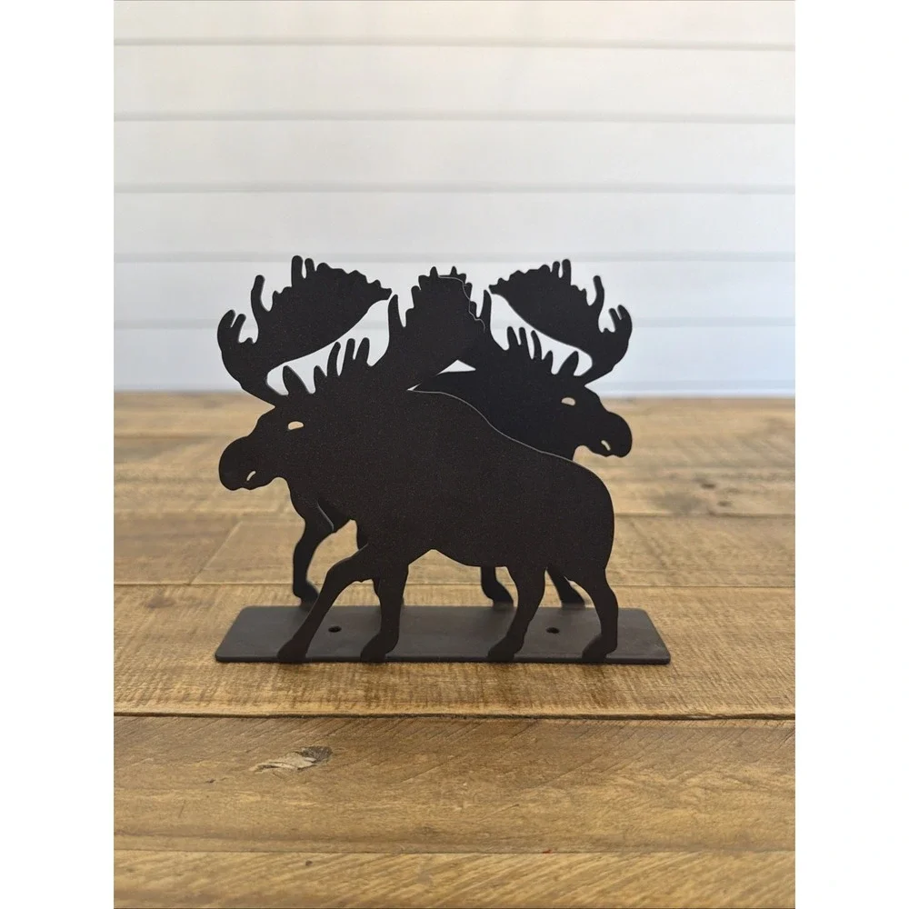 Moose Metal Black Napkin Holder Rustic Cabin Core